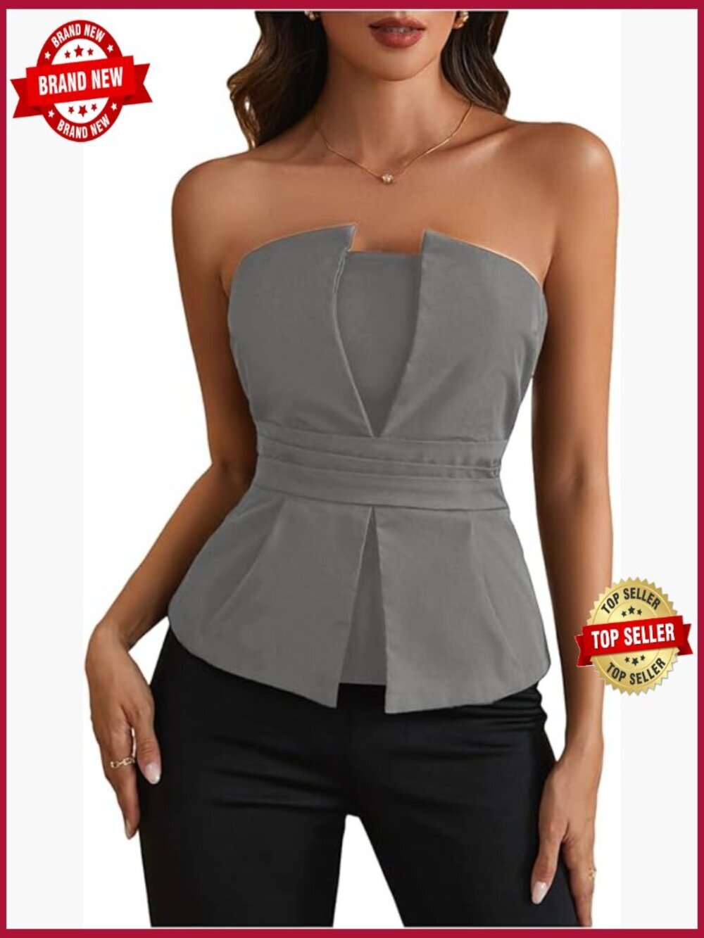 Ruched Strapless Tube Top Asymmetrical Fitted Party Tops